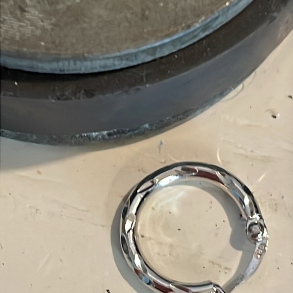 0.75” solid sterling silver open hoop hinged latch back earrings marked 925 - Picture 10 of 13